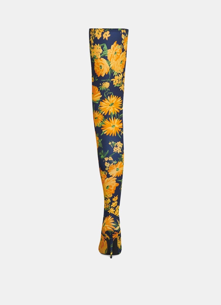 Knife Over-The-Knee Yellow Bouquet Boot