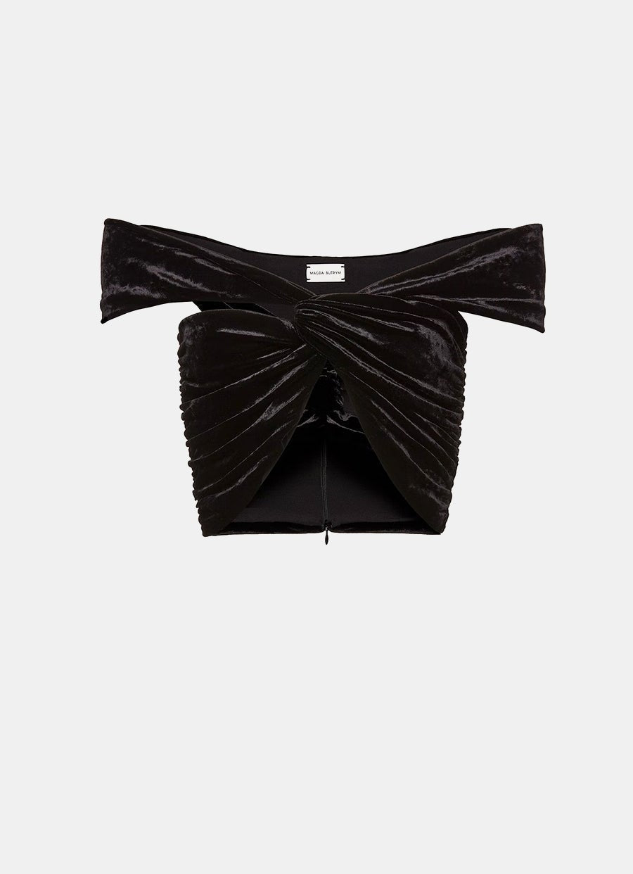 Velvet Off Shoulder Crop Top