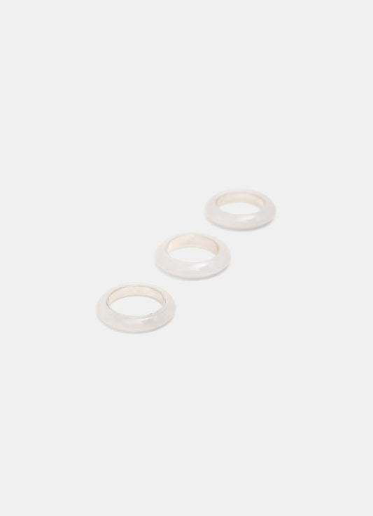 Clara Ring Set in White Jade