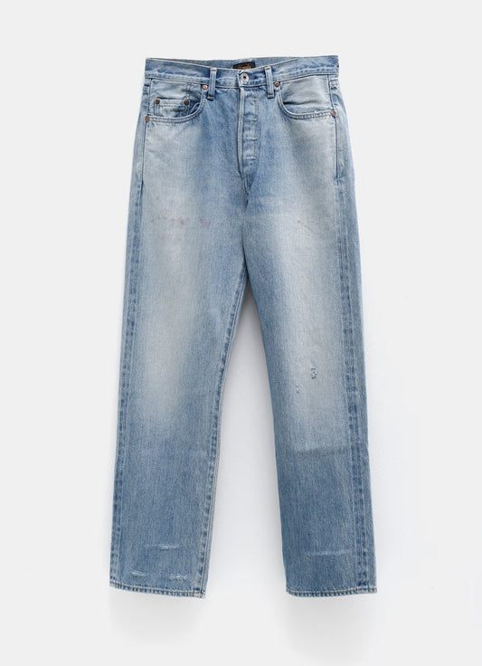 Straight Leg Washed Cotton Jeans