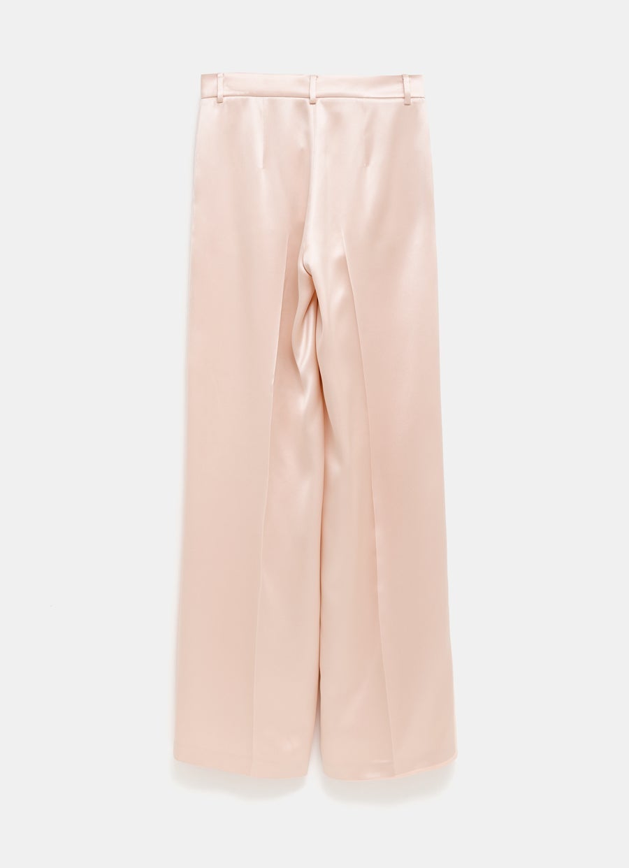 Wide leg silk trousers