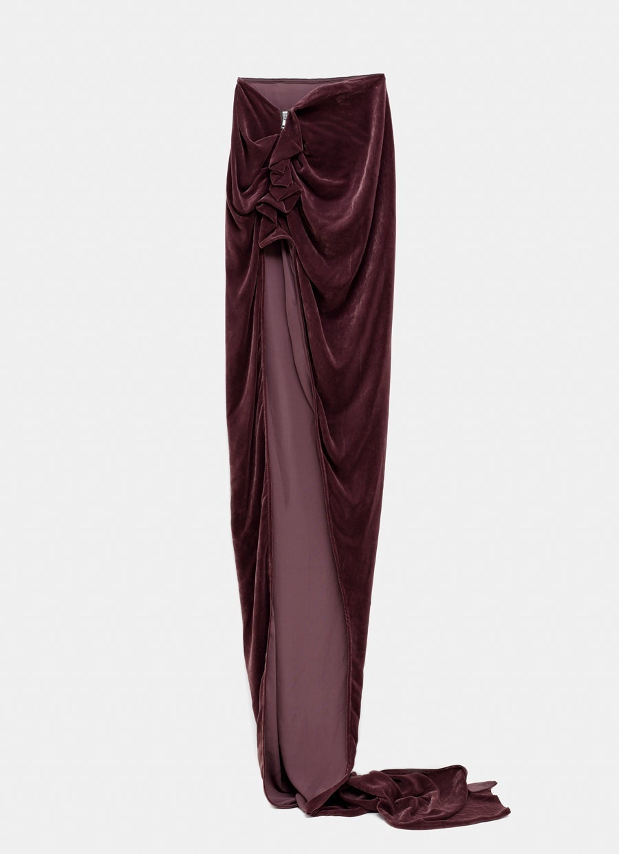 Asymmetric Velvet Skirt