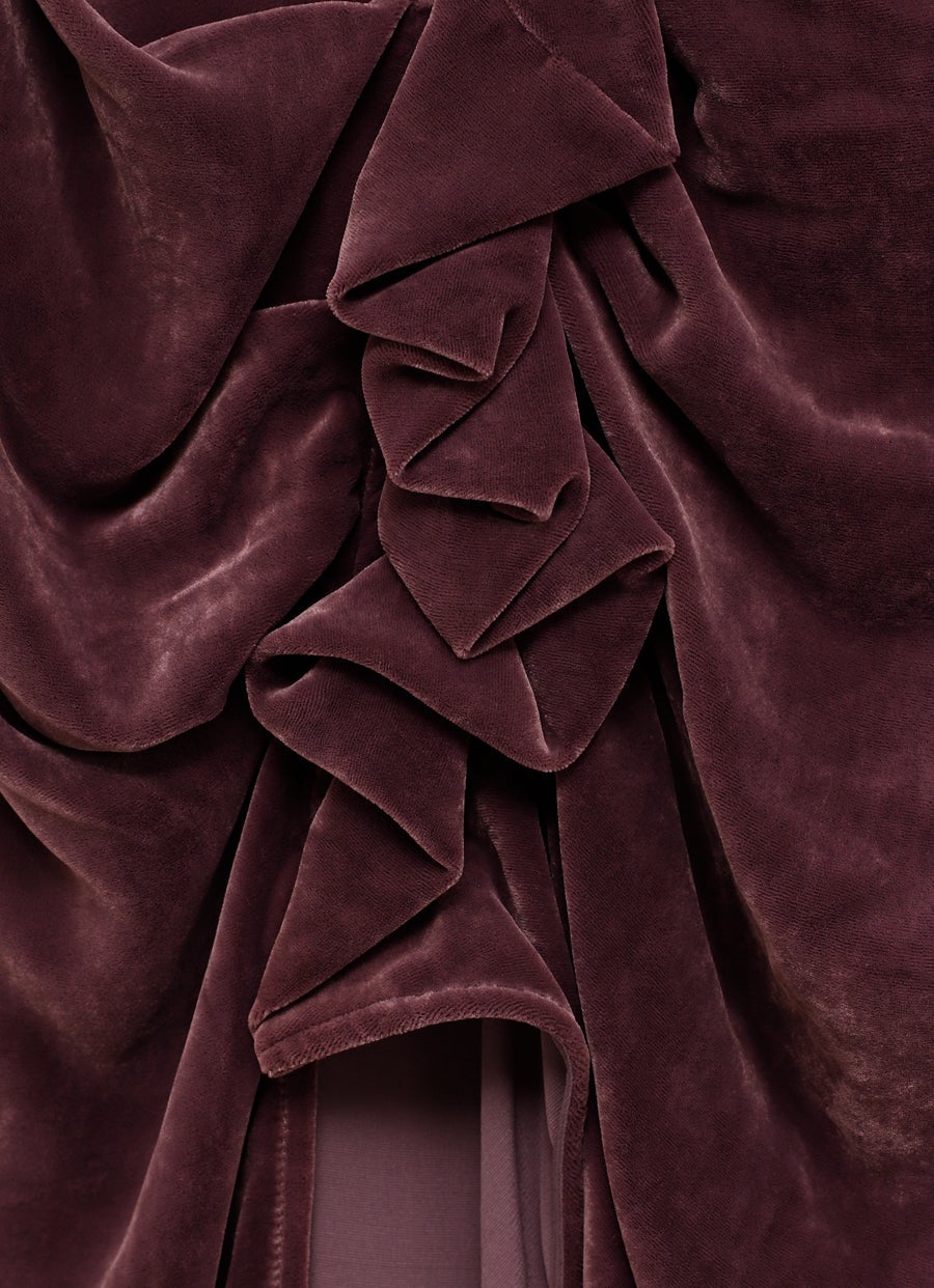 Asymmetric Velvet Skirt