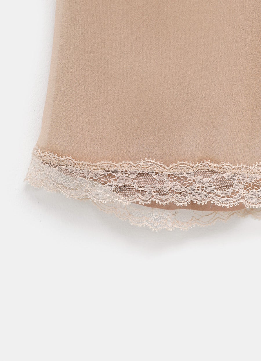 Skirt with Lace Trim