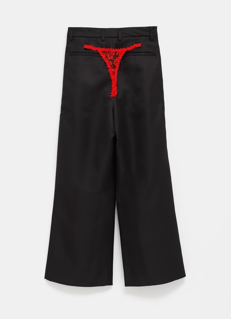 Contrast Underwear Satin Trousers