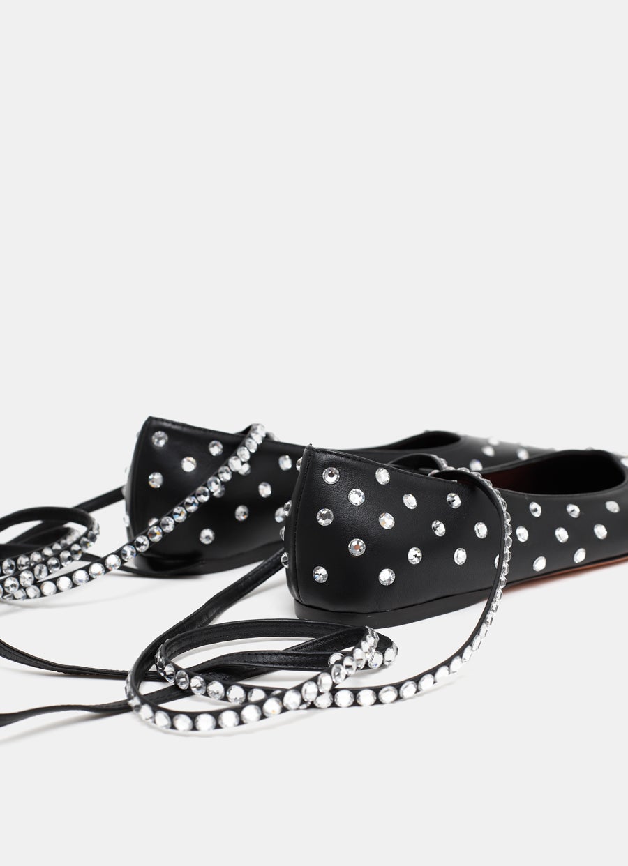 Ane Embellished Leather Ballet Flats