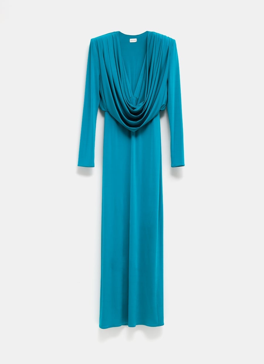 Long Sleeve Draped Maxi Dress