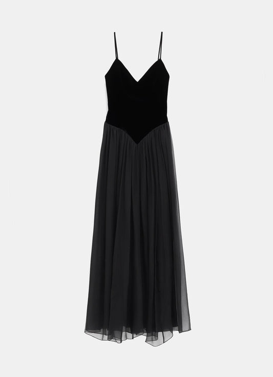 Bi-Material Evening Dress