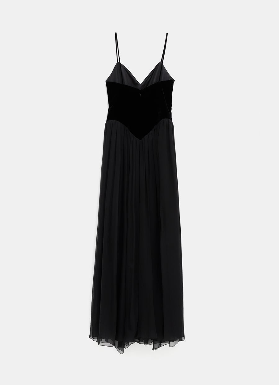 Bi-Material Evening Dress