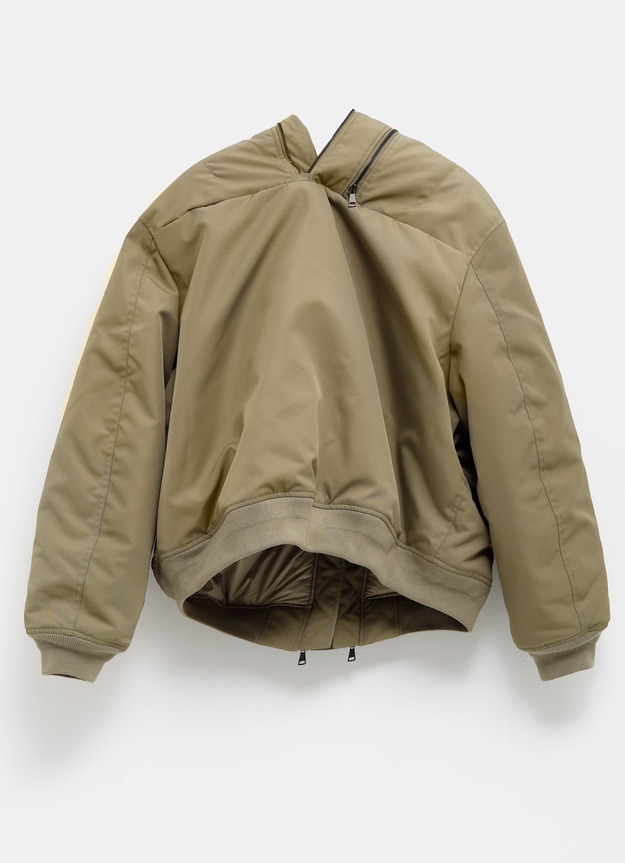 Double Zip Pinched Logo Bomber for Men