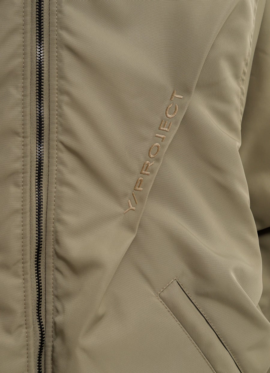 Double Zip Pinched Logo Bomber for Men