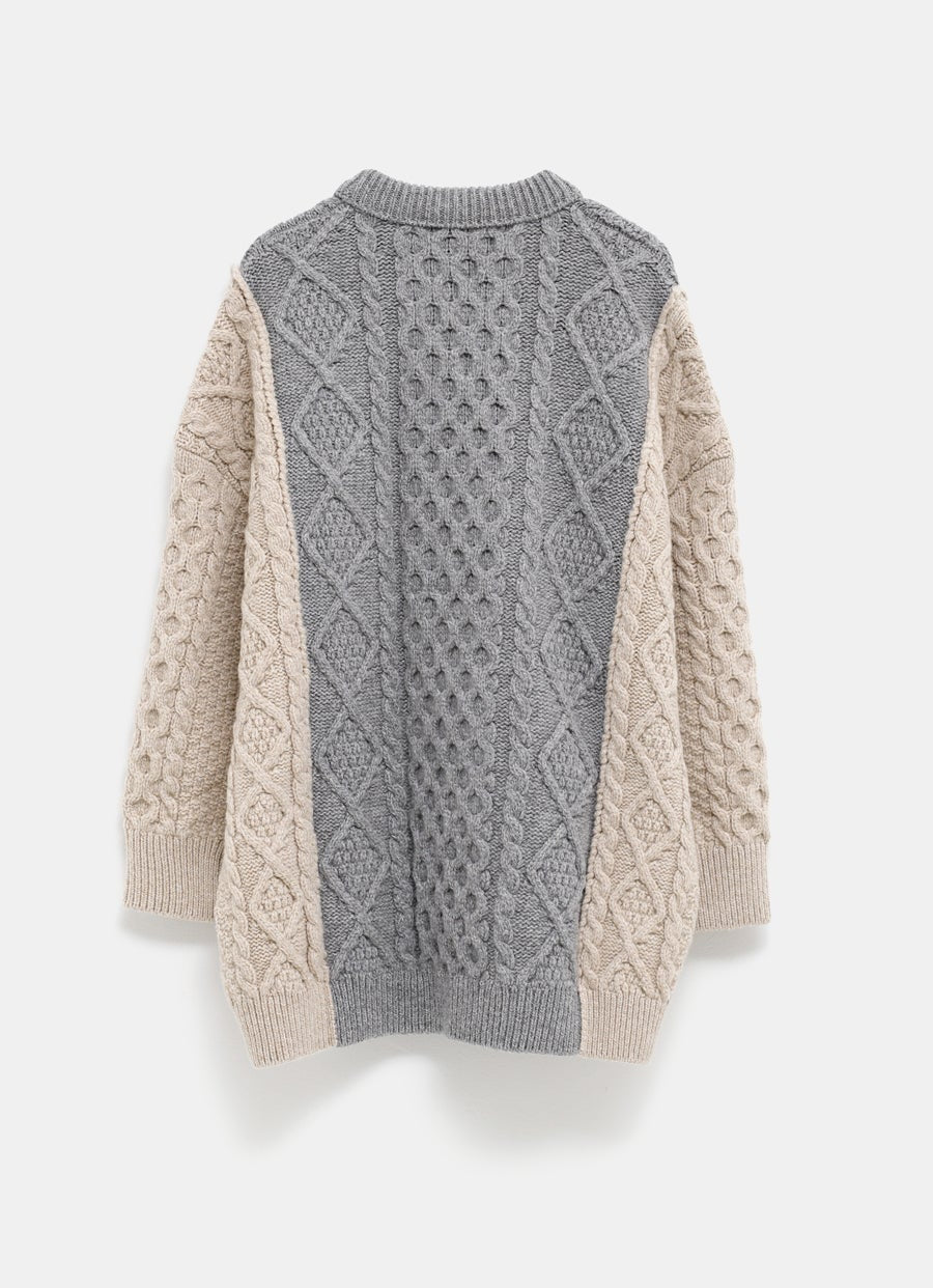 Aran Patchwork Wool Jumper