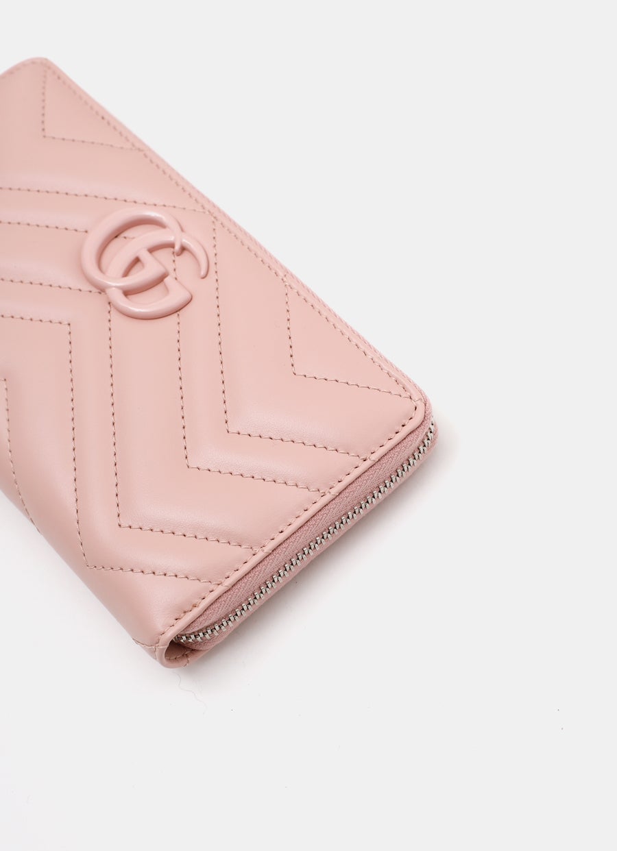 GG Marmont Matelassé Zip Around Wallet