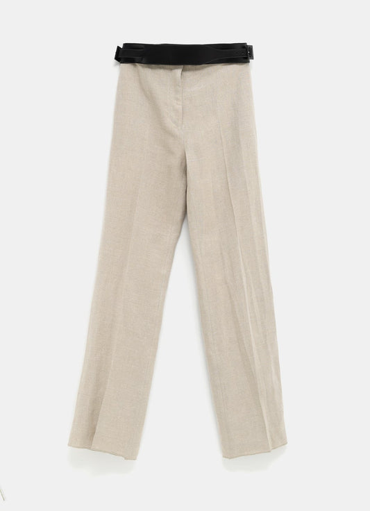 Linen Trouser with Eco-Leather Belt