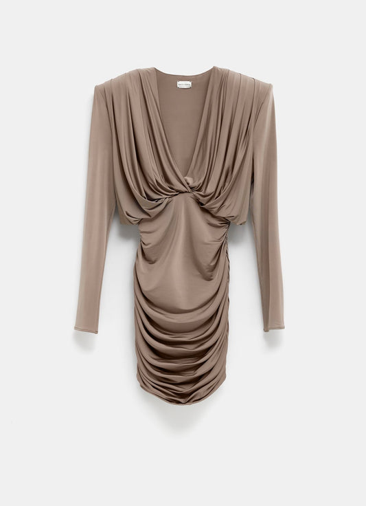 Draped Plunge Jersey Mini Dress