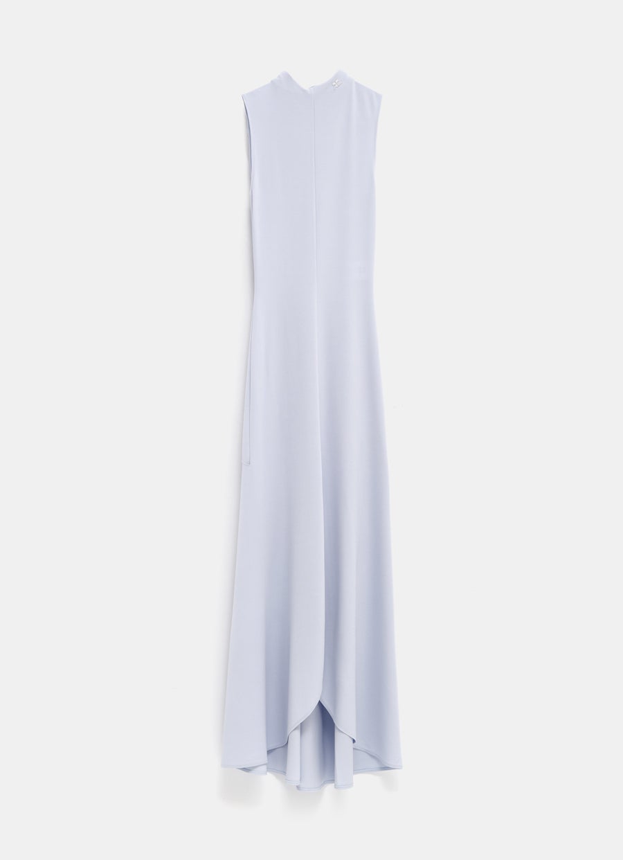 High Neck Crepe Jersey Long Dress