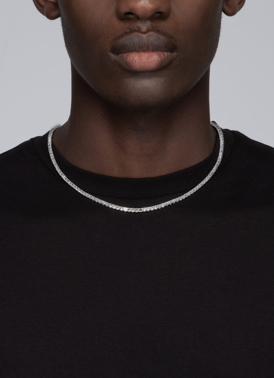Classic Tennis Chain Necklace in Sterling Sliver