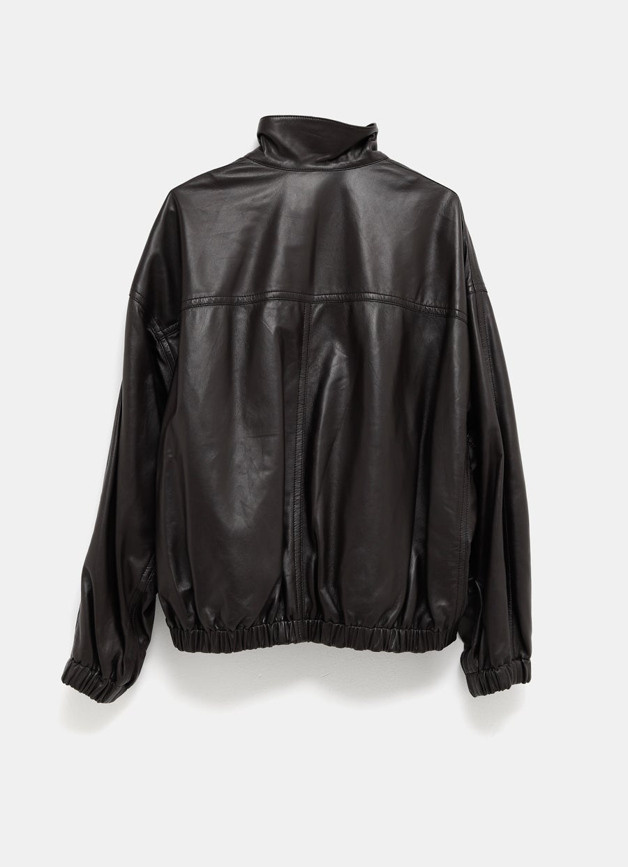 Stand Collar Leather Blouson