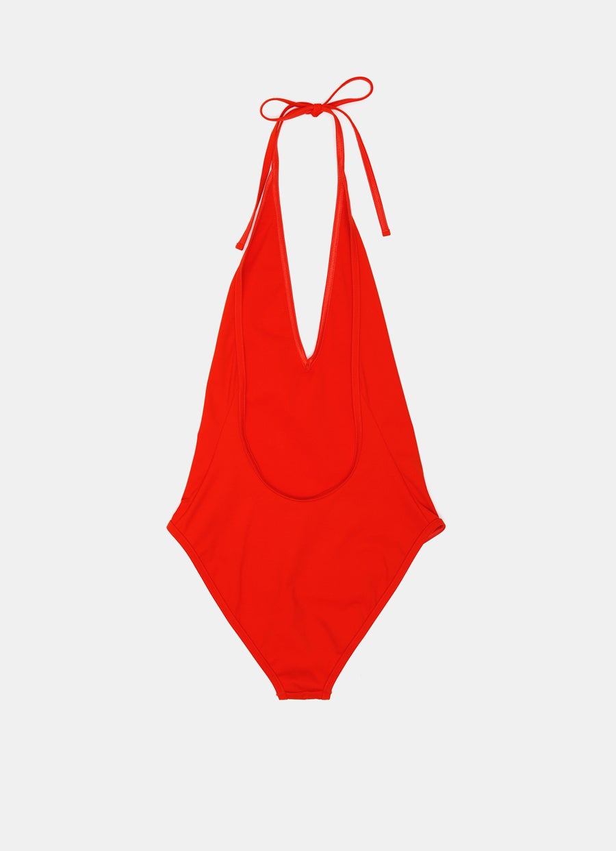 Stretch Nylon Halter Neck Swimsuit