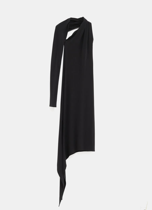 Long Slash Crepe Dress