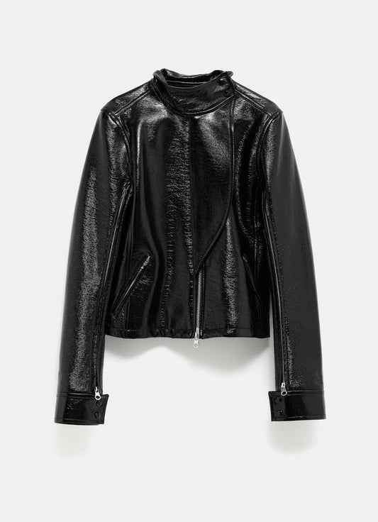 Zipped Vinyl Motorcycle Jacket