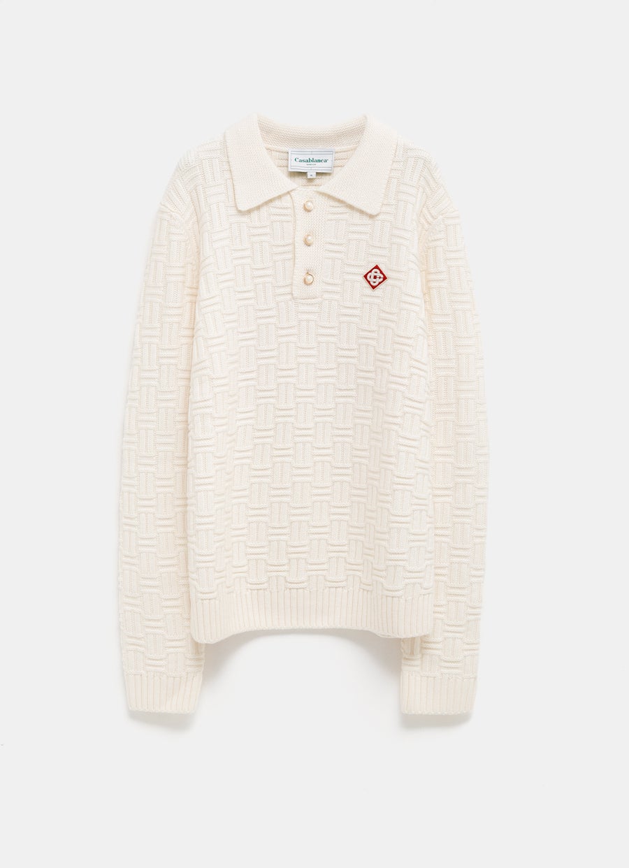 Column Knit Polo Shirt