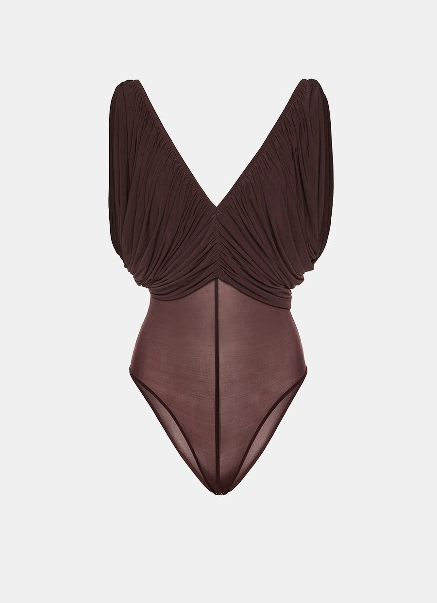 Ruched V-neck Bodysuit