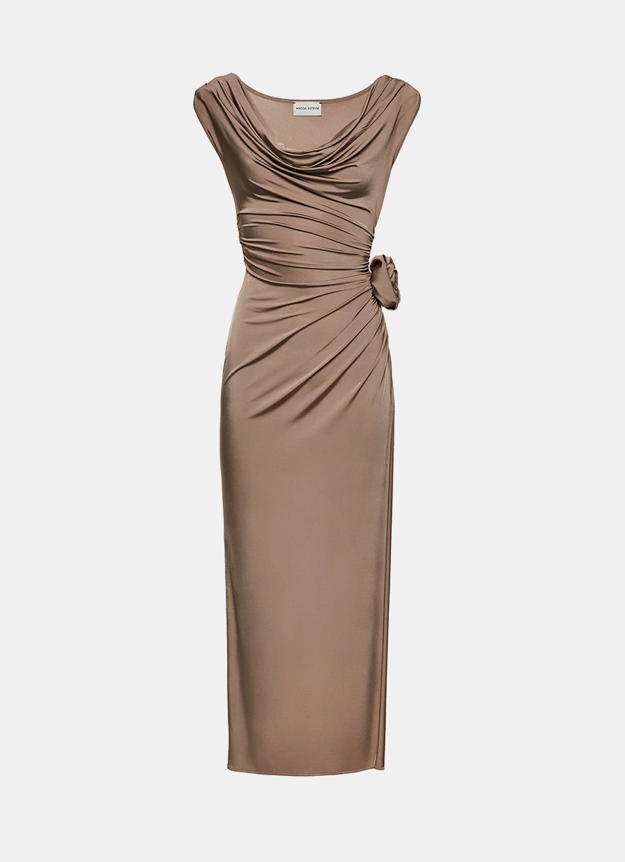 Cowl Neck Jersey Midi Dress