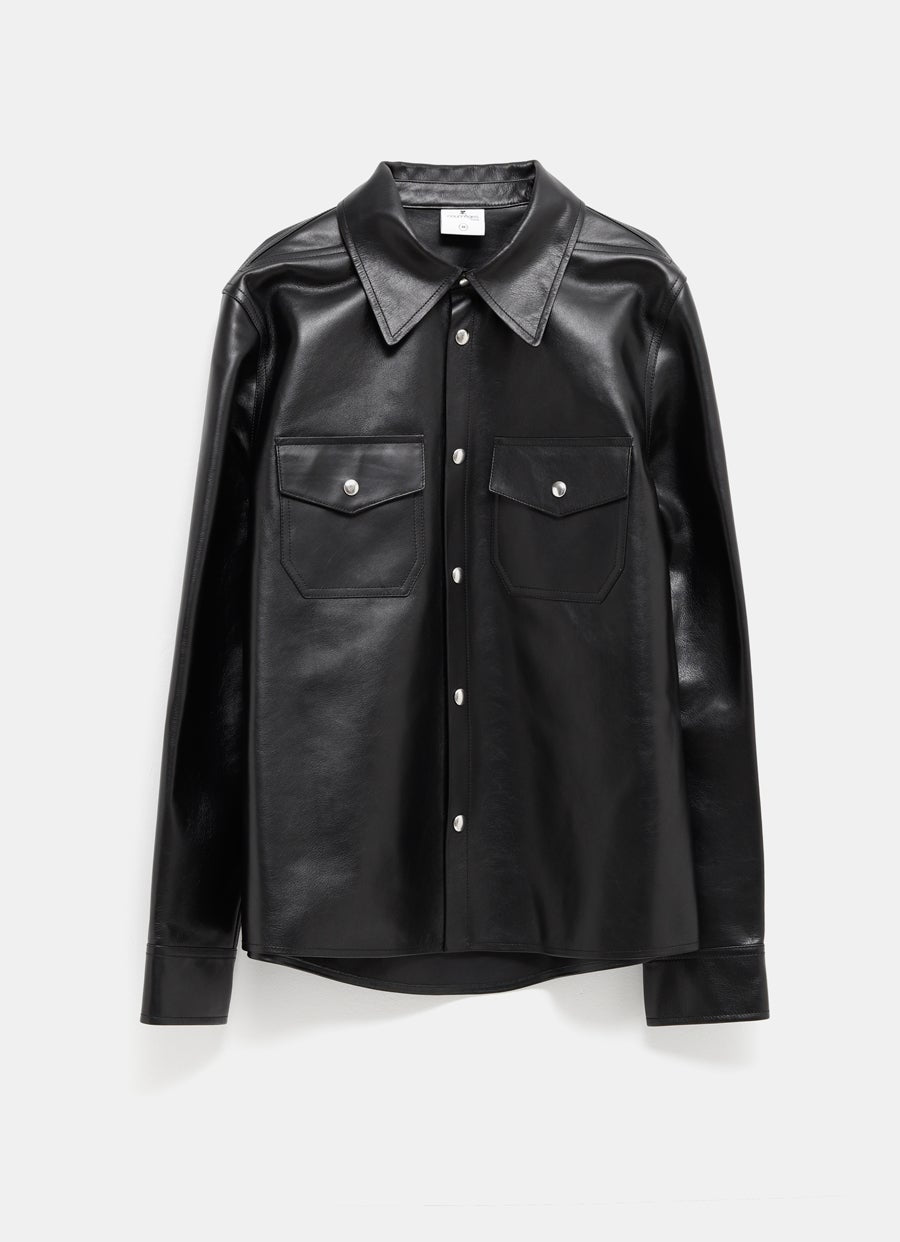 Patched Pocket Leather Shirt