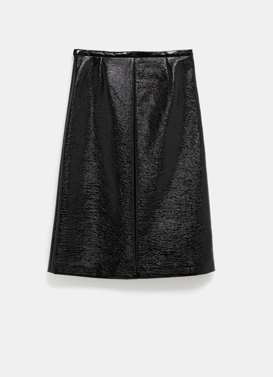 Tailored Zipped Vinyl Midi Skirt