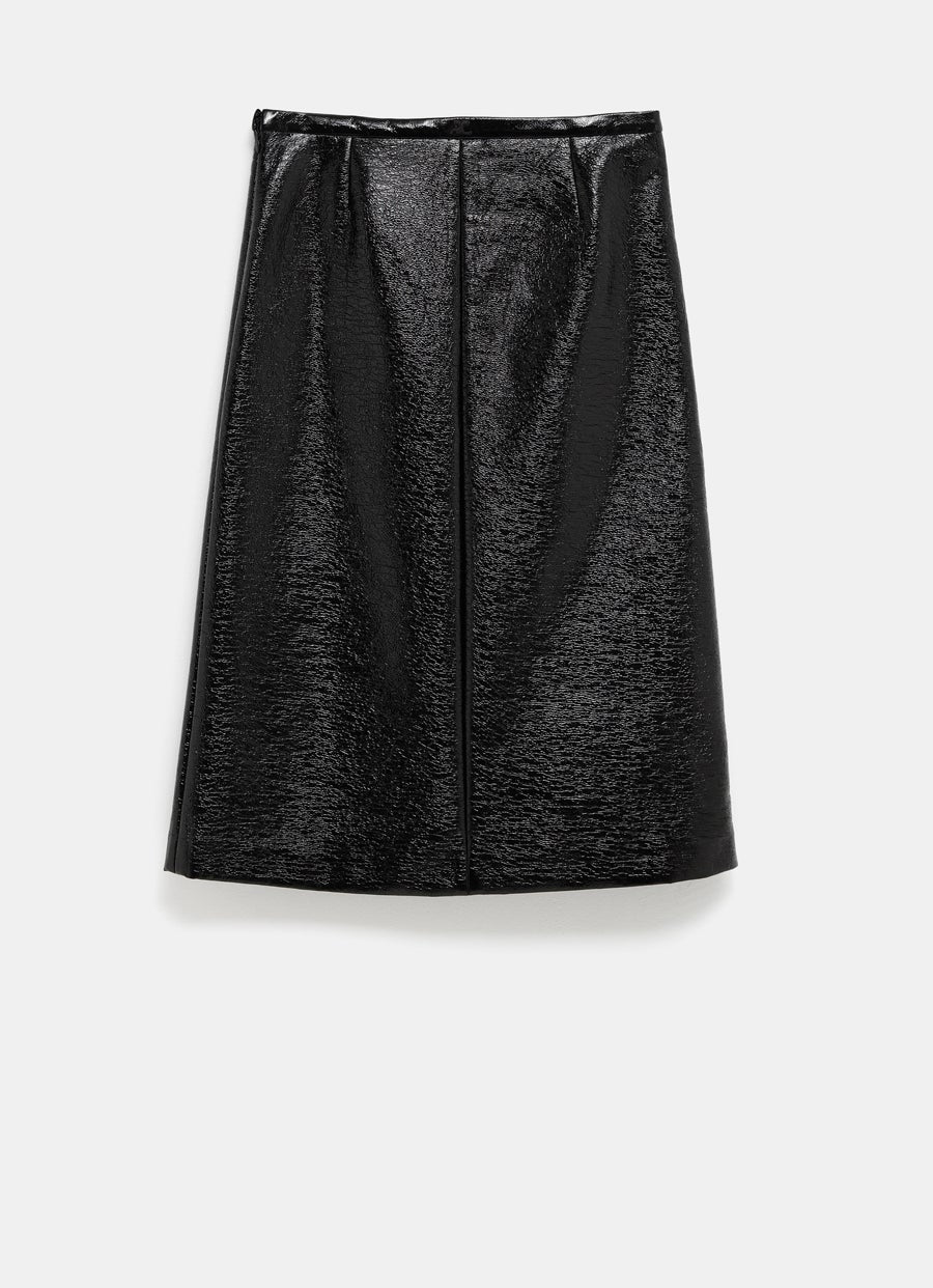 Tailored Zipped Vinyl Midi Skirt