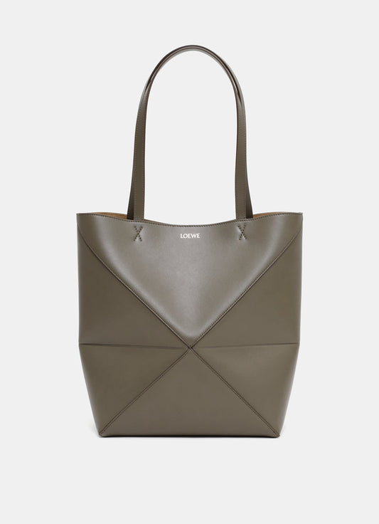 Puzzle Fold Tote Bag in shiny calfskin