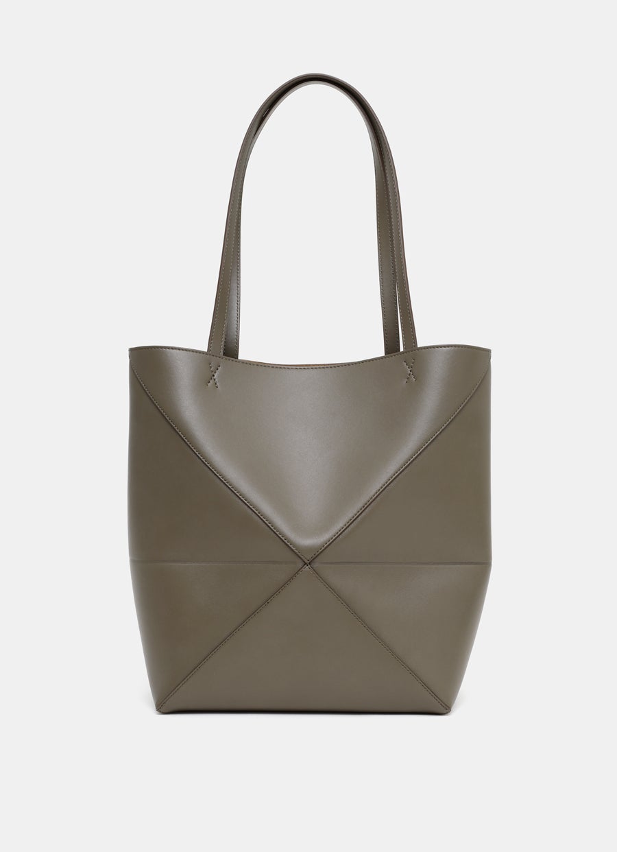 Puzzle Fold Tote Bag in shiny calfskin