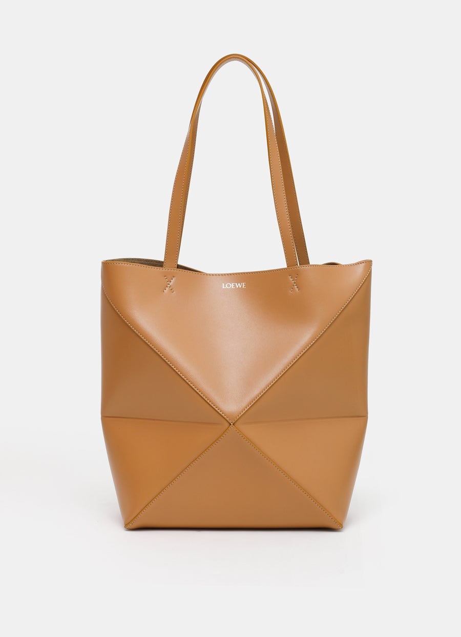 Puzzle Fold Tote Bag in shiny calfskin