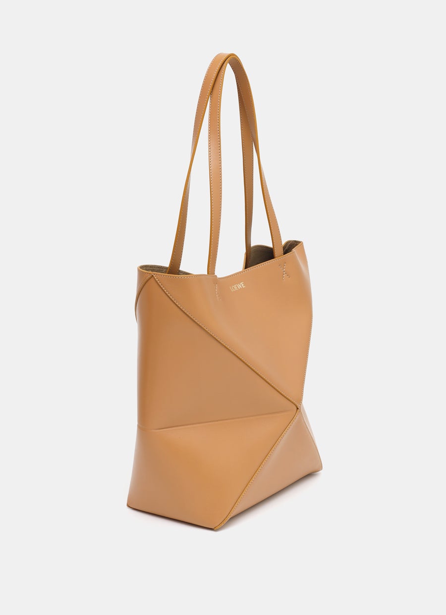 Puzzle Fold Tote Bag in shiny calfskin