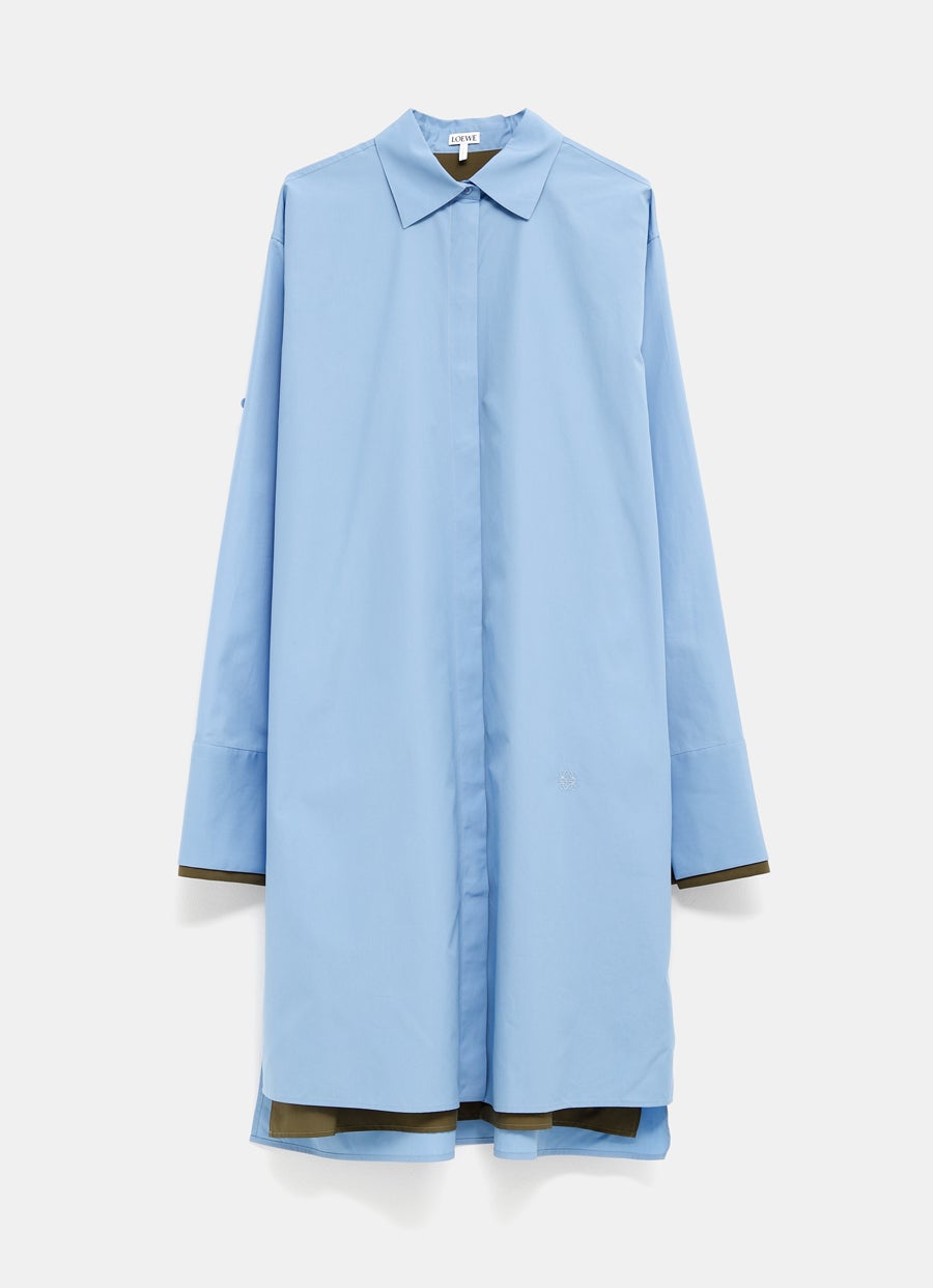 Turn-up shirt dress in cotton