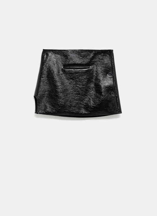 Oblique Vinyl Mini Skirt