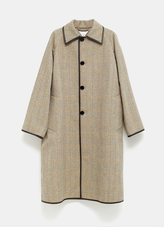 Distorted Prince of Wales Wool Coat