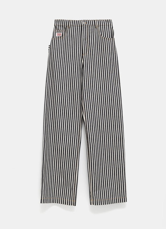 Striped Wide Leg Denim Jeans