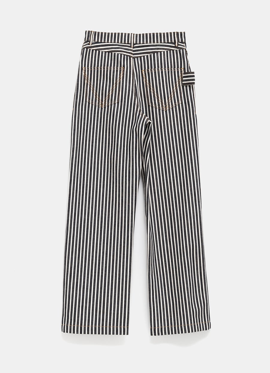 Striped Wide Leg Denim Jeans