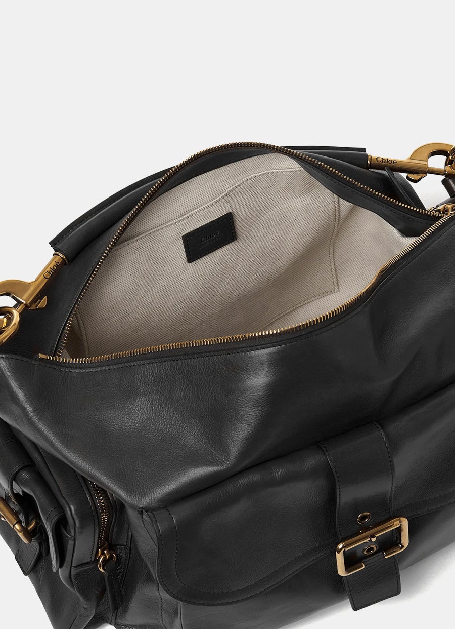 Large Camera bag in shiny leather