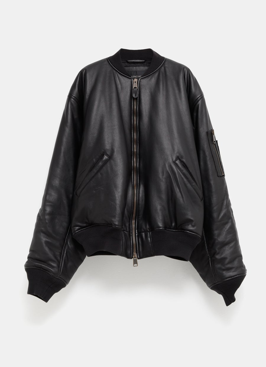 Bomber Leather Jacket in Soft Lambskin