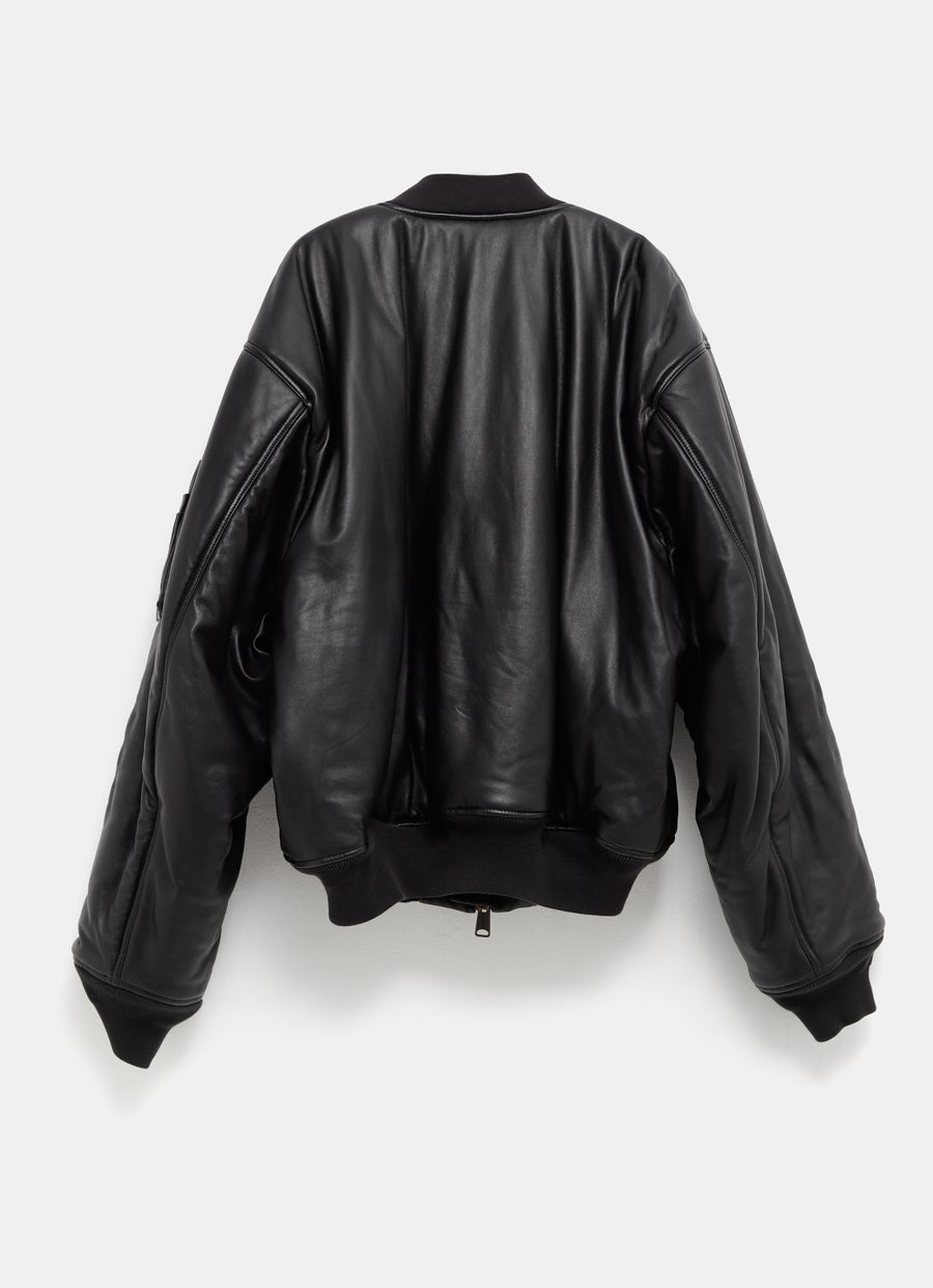 Bomber Leather Jacket in Soft Lambskin