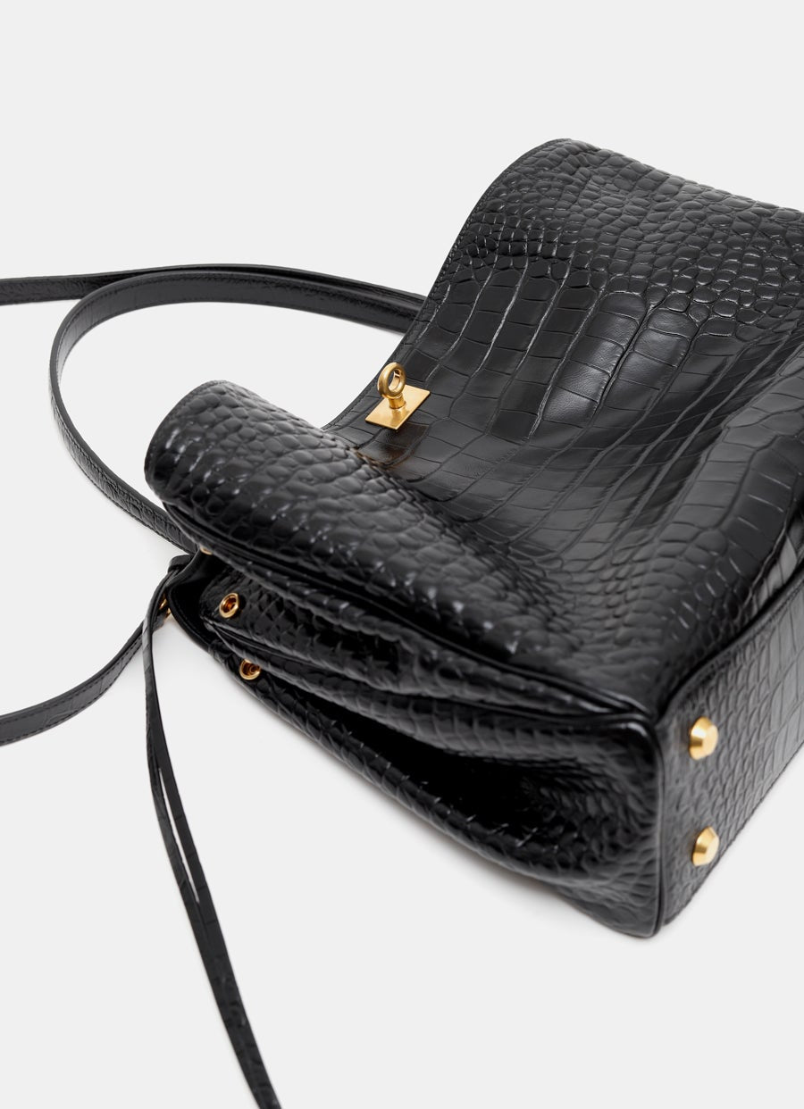 Rodeo Medium Handbag in Croc Embossed Calfskin