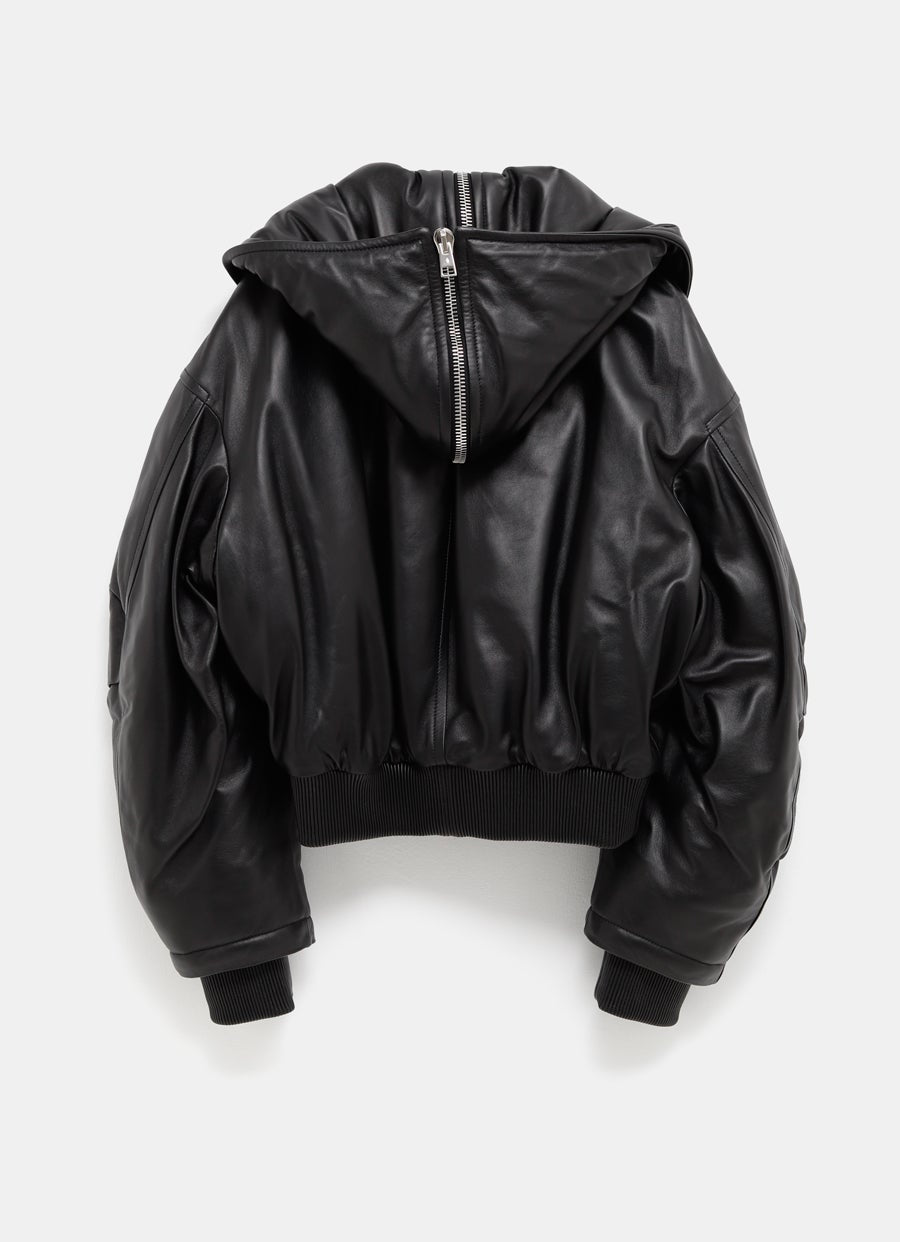 Leather Bomber Hoodie