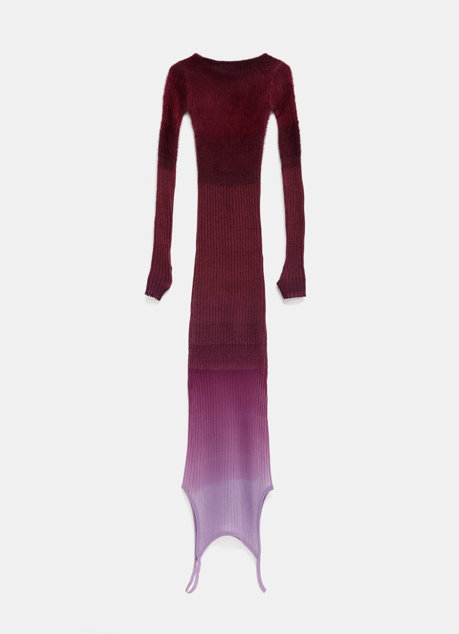 Purple and Burgundy Gradient Midi Dress