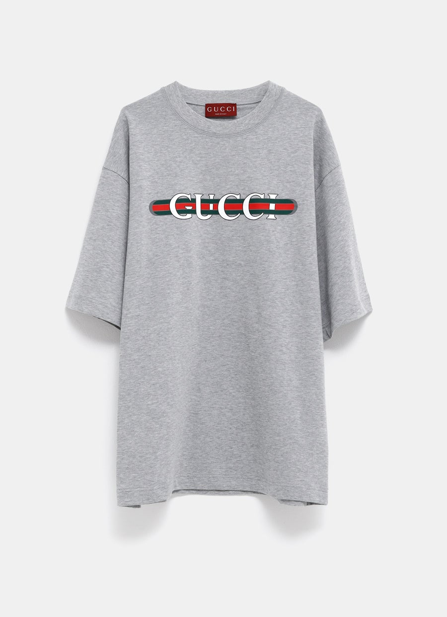 Cotton Jersey T-Shirt with Gucci Print