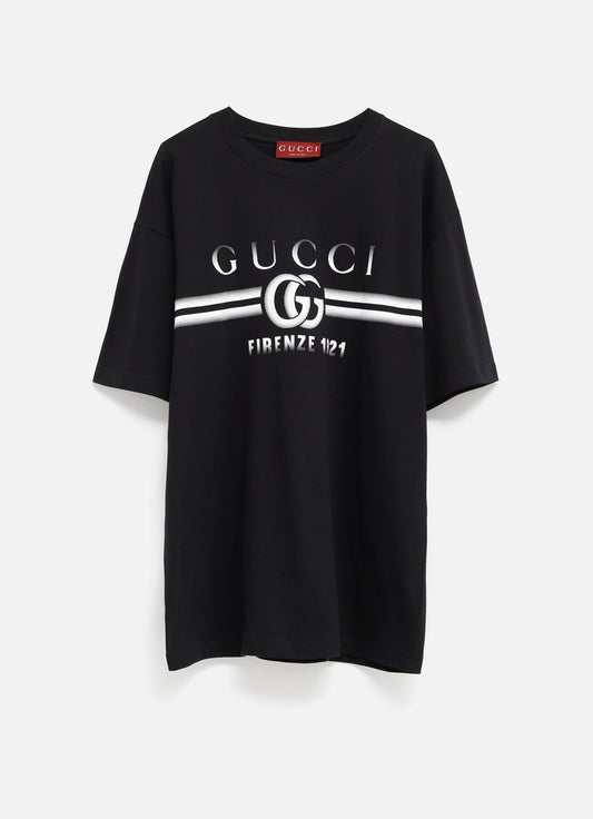 Cotton Jersey T-Shirt with Gucci Print