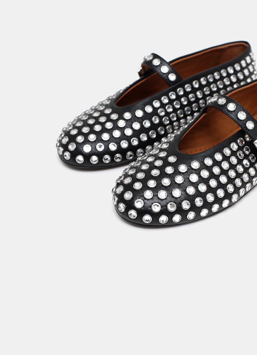 Strass Lambskin Ballet Flats