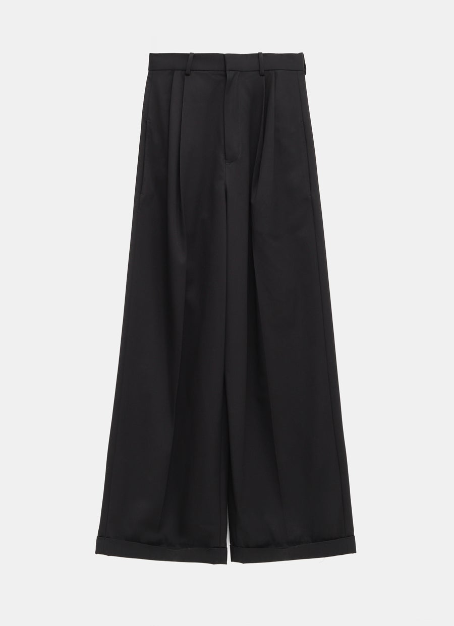 Pleated Trousers in Cotton and Silk